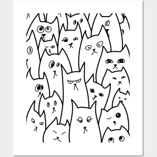 Funny Qute Cartoon Cat Doodle / Cats Illustration Posters and Art